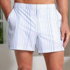 1241 NWT VRST Men's 5” Resort Shorts Muted Denim Calm Stripe